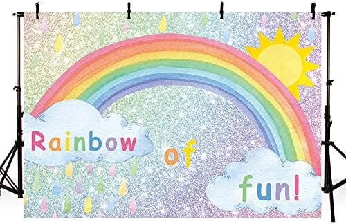 MEHOFOND 8x6ft Rainbow rođendan pozadina djevojke 1st bday Sliver Glitter Sunshine pozadini Rainbow zabave