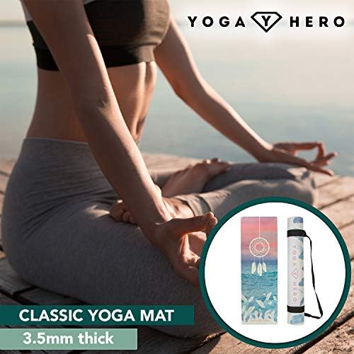 Yoga Hero 2 u 1 štampana prostirka za jogu za žene i muškarce prostirka za jogu sa trakom za nošenje-veganski antilop i prirodna guma - neklizajuće prostirke za jogu za kućni trening ili Studio