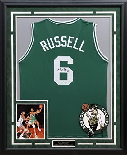 Bill Russell autogramirana ručna potpisana po mjeri uokvirenog Boston Celtics dres - JSA Loa