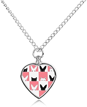 Crna Bijela mačka zec šahovska tabla pas pepeo urna ogrlica mačka kremacija nakit spomen uspomena držač