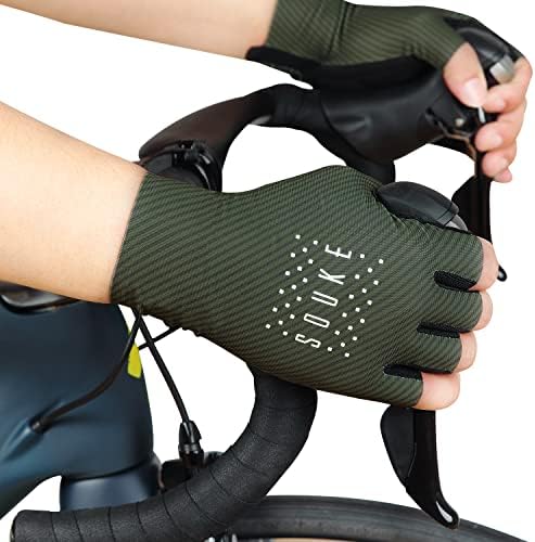 Souke Sportske biciklističke rukavice cestovni bicikl lagana težina podstavljena pola prsta rukavica za bicikliste bicikl prozračne rukavice protiv klizanja za muškarce za muškarce