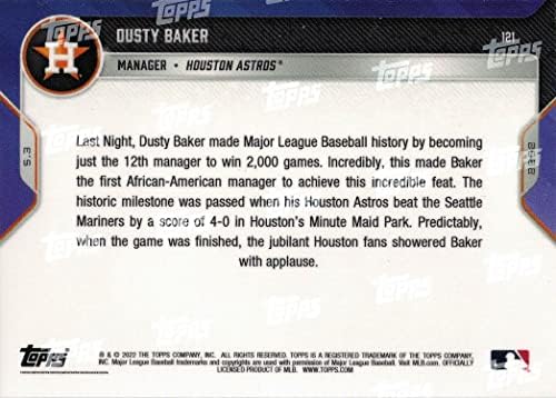 2022 TOPPS sada 121 Dusty Baker Houston Astros bejzbol kartica - osvaja 2000. igru ​​u karijeri