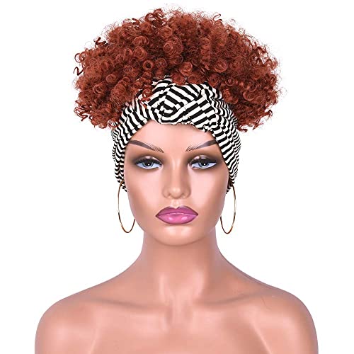 CURLCRAZY kratke kovrčave Afro trake za glavu perike za crne žene Kinky Curly perike sa glavom visoke Puff