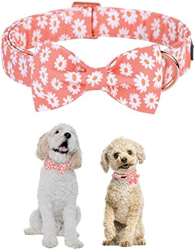 Jedinstveni stil šape ovratnik sa lukom kravata Pink Daisy ljetni pas za male srednje velike pse s podesivim metalnim kopčom -M -M