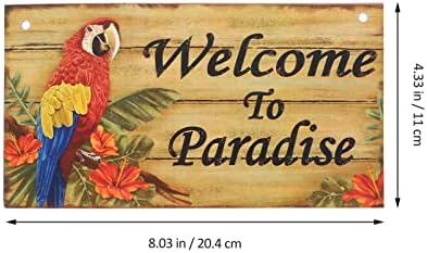 Aboofan Hawaiian Wood Wood Dobrodošli na Paradisni znak Havajska plaža Drveni znak sa papagajem viseći ukrasi
