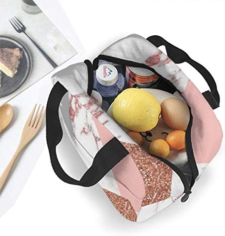 Pink White Marble Glitter lunch Bag Cooler Bag Women Tote Bag izolovana kutija za ručak vodootporna termo