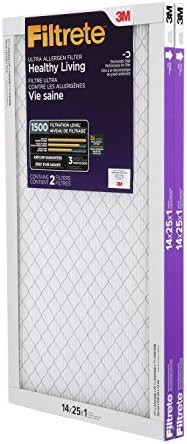 Filtrete 14x25x1, Filter za vazduh AC peći, MPR 1500, Ultra alergen za zdrav život, 2 pakovanja