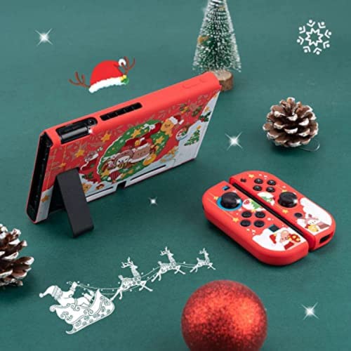 ENFILY slatka Božić Santa Claus slučaj Kompatibilan sa Nintendo Switch, priključni poklopac Slučaj, ergonomski meka TPU Rukohvat slučaj za Joycon, Sparkle Skin Set