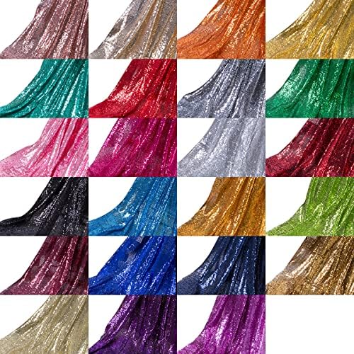 Jweemax Sequin Fabric Sheet šivaći materijal Glitter stolnjak pletena tkanina, jednobojna, poliester