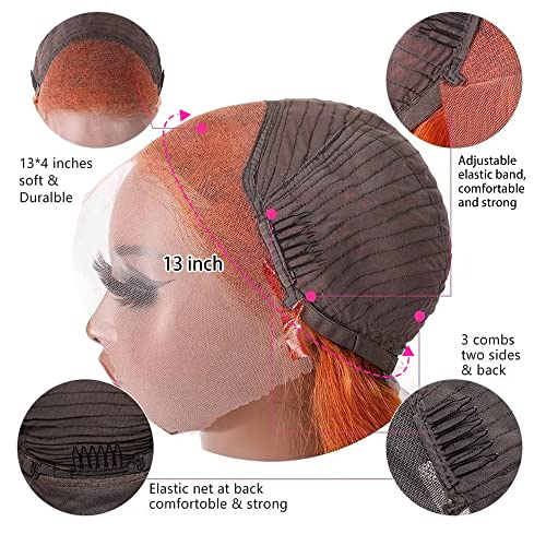 Đumbir narandžasta Bob čipkasta prednje perike ljudska kosa 13x4 Hd prozirna čipka prednja ljudska kosa