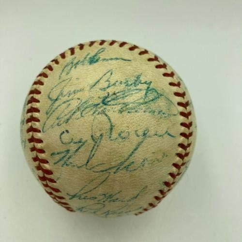 1956. Kleveland Indijanci tim potpisao je američku ligu bejzbol vintage harideba - autogramirani bejzbol