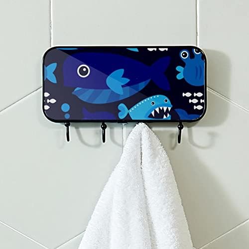 Morski plavi podvodni delfinski uzorak ispis kaput nosač zida, ulazni nosač kaputa sa 4 kuka za kapute kaputi za ručnik torbica ogrtači kupaonica u kupaonici dnevni boravak