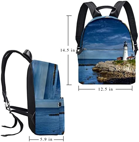 Tbouobt kožni ruksak za putovanja Lagani laptop Ležerni ruksak za žene Muškarci, Pejzažni Ocean Sighthouse