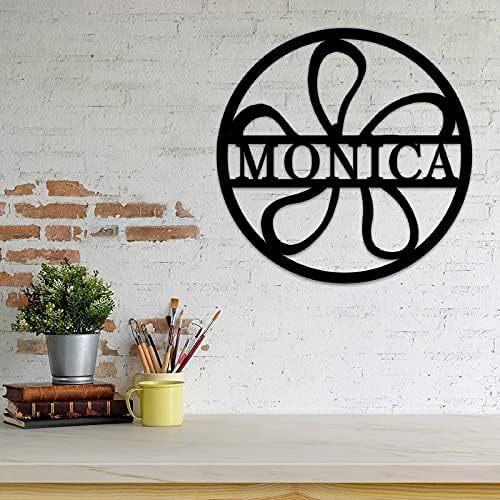 Monica Metal znakovi po mjeri nazivom Metalna zidna umjetnost Personalizirani rustikalni zidni vješalica