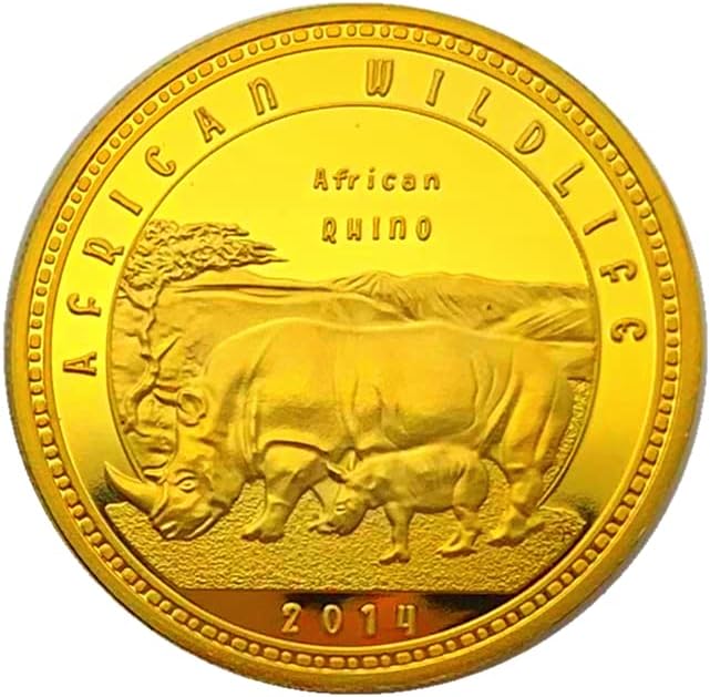 Afrika Zambija Zlato pozlaćene kolekcije kovanice Rhino Gold Coins Coins Craft Commemorativne medalje