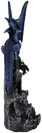 EBROS poklon veliki plavi starman akvalon vodeni elementalni zmaj na stjenovitoj planinskom dvorcu ukrasna statua s automatskim promjenama boje LED noćna svjetlost mitska fantazija figurice