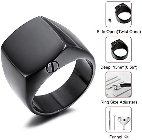 MeMeDIY personalizirani prsten sa pečatom za kremaciju za žene i muškarce slika/tekst graviranje kućnih ljubimaca prilagođena fotografija držač Memorijalnog pepela od nerđajućeg čelika uspomena sa kompletom lijevka za podešavanje veličine prstena