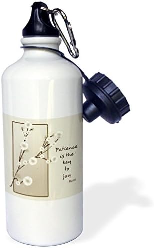 3drose strpljenje je ključ za radost cvjetne inspirativne rumi boca za sportsku vodu Rumi, 21 oz, bijela