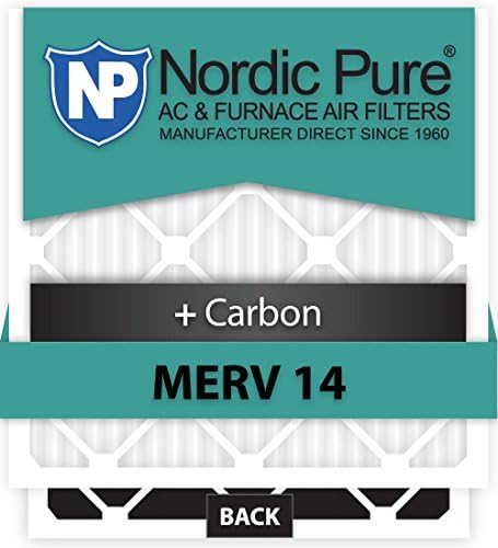 Nordic Pure 10x15x1customm14+C-12 MERV 14 + filteri za peći od karbonske naizmenične struje, 9 1/2 x 14 1/2 x 3/4, 12 komada