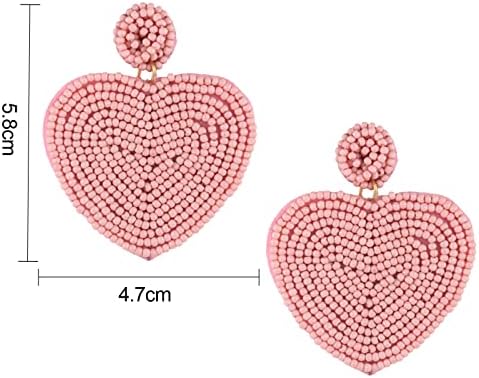 Izjava Drop naušnice - Bohemian Perla big Heart Dangle naušnice poklon za žene