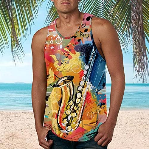 Ubst muške vrhove plaže, ljetni tropsko palmino drvo ispis rukava bez rukava Ležerne prilike Havajske majice