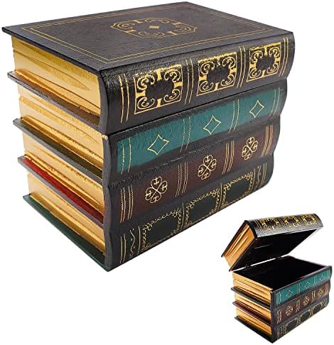 Exazinina lažna knjiga u obliku knjige drvena vintage blaga krijumčara kutija metalni ukras nakit kutija