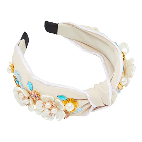 Traka za glavu sa draguljima sa uvrnutim čvorom za žene, cvjetnog dizajna od perli