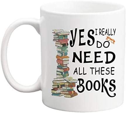 Qsavet Book Mug pokloni za ljubitelje knjiga, Book Cup, Knjiški pokloni, bibliotekar Book Nerd pokloni,