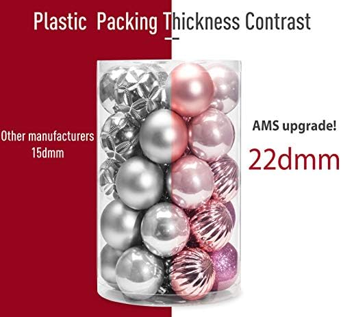 AMS Plastic Božić Ball Ornamenti Exquisite Colorful Balls Decorations privjesak paket od 34kom