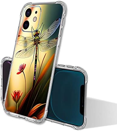 Beaucov iPhone 12 futrola, šareni Dragonfly Drop zaštita otporna na udarcu TPU puni tjelesni zaštitni poklopac
