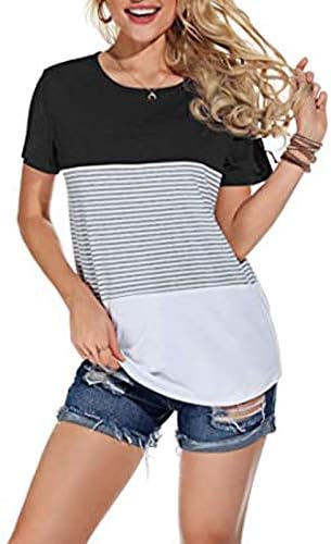 BMISEGM ženske pruge kratki rukav labav bluza vrhova ljetna majica