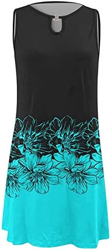 Haljine za ženske ležerne ljetne cvjetne tiskane haljina bez rukava u šupljim labavim plažom kratki mini