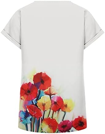 NOKMOPO T majice za žene Trendi modni casual ljeto 2022. dugme za kratki rukav Ispis Bluza