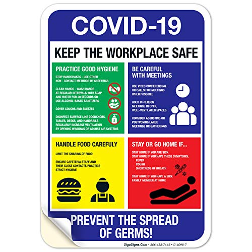 Covid 19 Social Distancing Sign, Poslovni sigurnosni znakovi, 10x7 inča, 4 mil vinilne naljepnice za naljepnice
