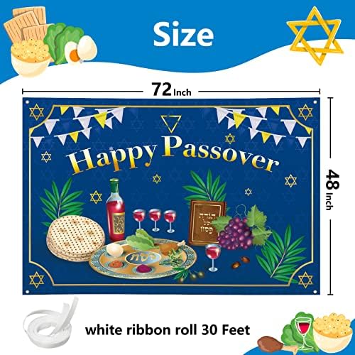 Arosche Pasha dekoracije Banner 72 x 48 Happy Pasha pozadina hrane Seder Plate fotografija pozadina Sezonski