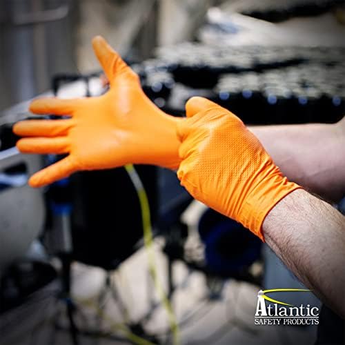 Atlantic Sigurnosni proizvodi nečuveni narandžaste rukavice od nitrila za teške uslove rada, 8-mil, bez