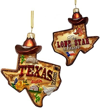 Kurt S. Adler 4.875-Inčni Staklo Texas Ornament, Multi, Božić