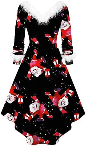 Haljina za žene 2022 Božić koktel haljine slatka štampana praznična Vintage haljina Mrs Santa Claus Formal