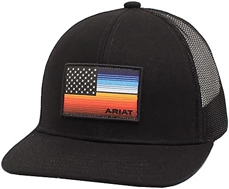 ARIAT Muška Podesiva Snapback Serape Zastava mrežasta leđa crni šešir