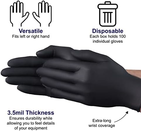 Vguard A11a3 nitrilne rukavice - 3,5 mil crne rukavice za jednokratnu upotrebu