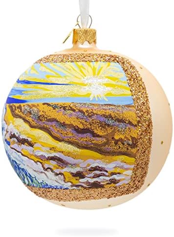 Zalazak sunca na okeanu slikarstvo Glass Ball Božić Ornament 4 inča