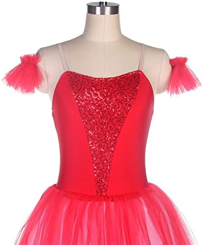 N / A Crvena Camisole baršunasta bodice sa sekfikom čipke Romantični ballet Tutu Ženski faza nastup baleta