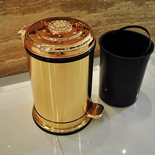 Ataay smeće limenke kante za smeće od nehrđajućeg čelika može sa poklopcem kućište okrugle kante za smeće Kupatilo kupatilo dnevni boravak ured Gold / 10l