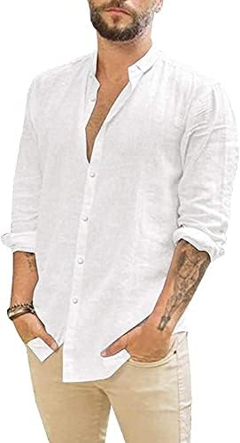 Muška posteljina majica s majicama dugih rukava ljetna plaža casual redovna fit vrhova majica