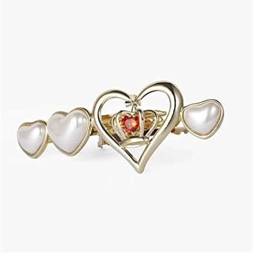 YFQHDD Vintage Court Style Crafted Pearl Heart Clip za kosu za Valentinovo Pola isječak Ornament za kosu