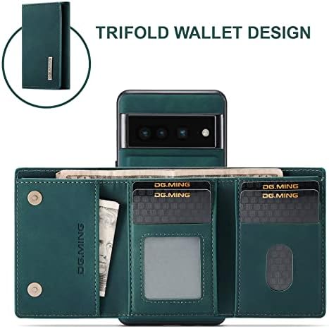 2 u 1 novčanik slučaj za Google Pixel 7 Pro, DG.MING Retro kožna zaštitna futrola za mobilni telefon magnetna odvojiva sa držačem džepnih novčanih kartica za novčanik