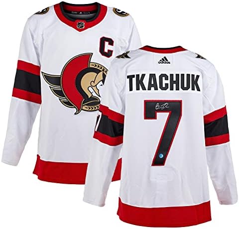 Brady Tkachuk Ottawa Senators potpisao bijeli dres Adidas - autogramirani NHL dresovi