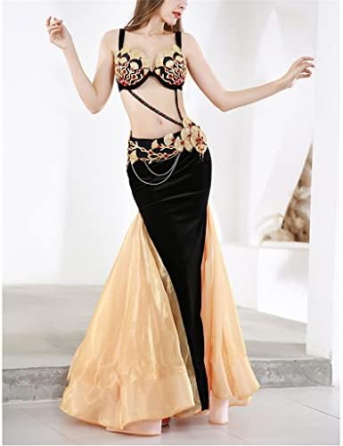 KLHHG ženski stočni trbušni ples set nosite grudnjake remen za ribu suknje duga sirena odjeće 3pcs haljine