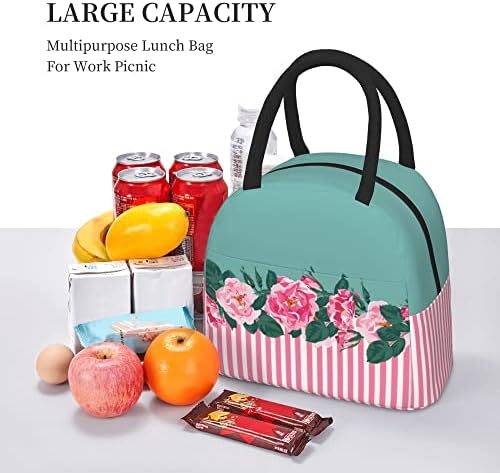 Izolovana torba za ručak Stripe Vintage cvjetna kutija za višekratnu upotrebu kutija za ručak nepropusna