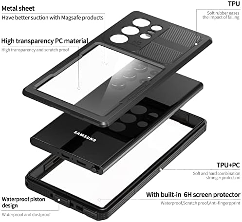 Samsung Galaxy S23 Ultra ultra, IP68 vodootporna futrola sa ugrađenim zaštitnikom zaslona, ​​zaštitni poklopac